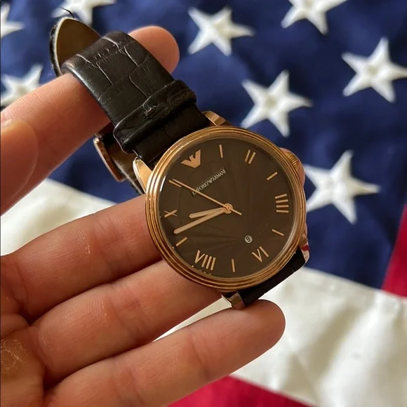 Emporio Armani Rose Gold and Dark Brown Timepiece - Picture 9 of 17